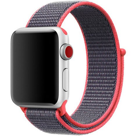 Curea iUni compatibila cu Apple Watch 1/2/3/4/5/6/7, 44mm, Nylon Sport, Woven Strap, Purple/Electric